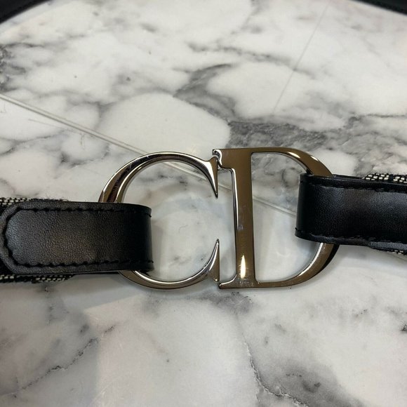 CHRISTIAN DIOR Galliano Vintage Black Diorissimo Canvas CD Belt - Size 75cm/30" - Picture 6 of 11